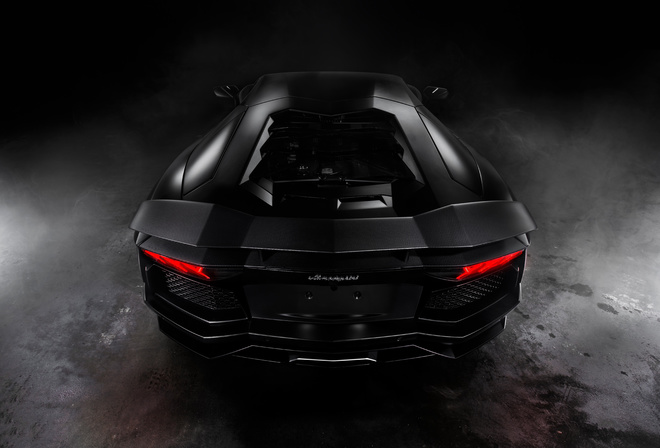 Black, Lamborghini, Aventador,  