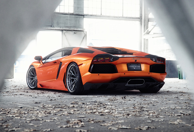 Orange, Lamborghini, Aventador
