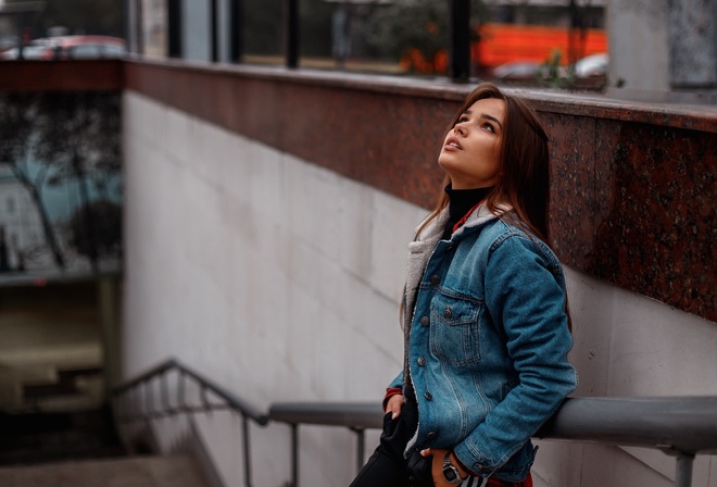 women, portrait, denim