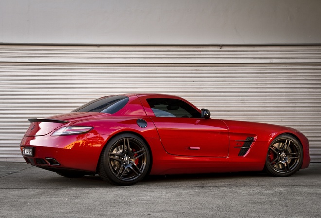 mercedes benz, red