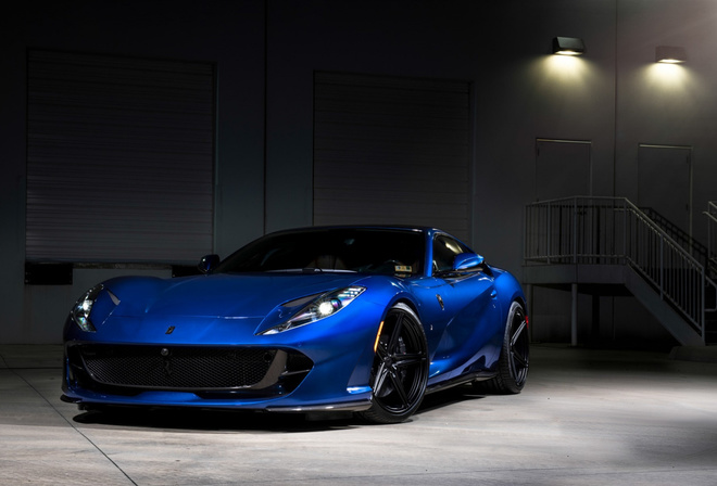 Ferrari, 812, Superfast, front view, blue