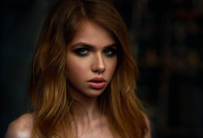 aleksandra smelova, women, blonde, green eyes, face, portrait