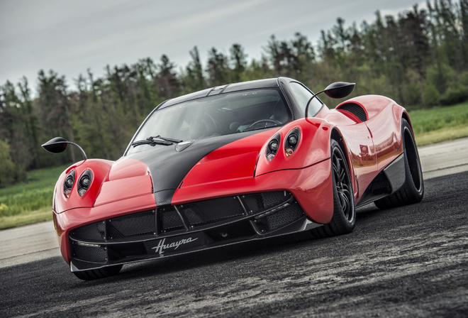 Pagani, Huayra, red, supercar