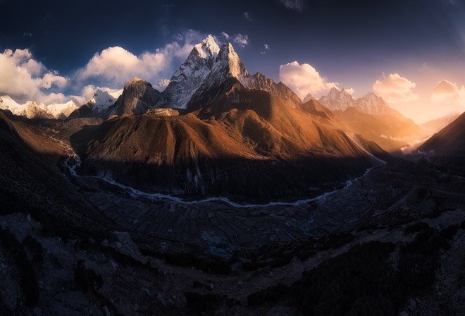 Tibet dark, mountains,  