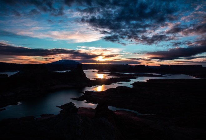 Sunset, Clouds, Horizon, Reflection, Sky