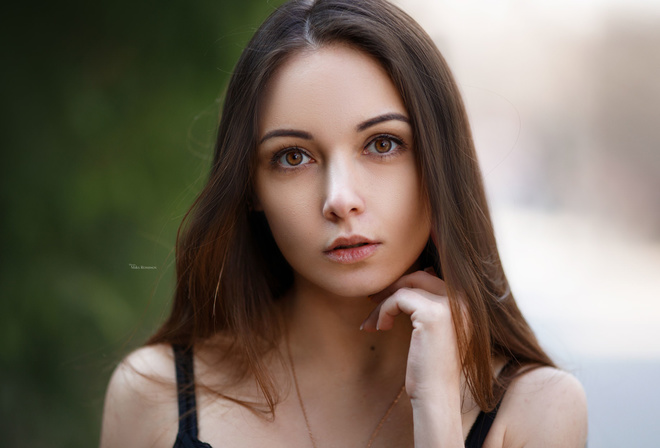 women, Maksim Romanov, necklace, portrait, face