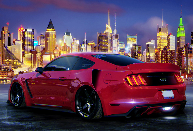 Custom, Red, Mustang