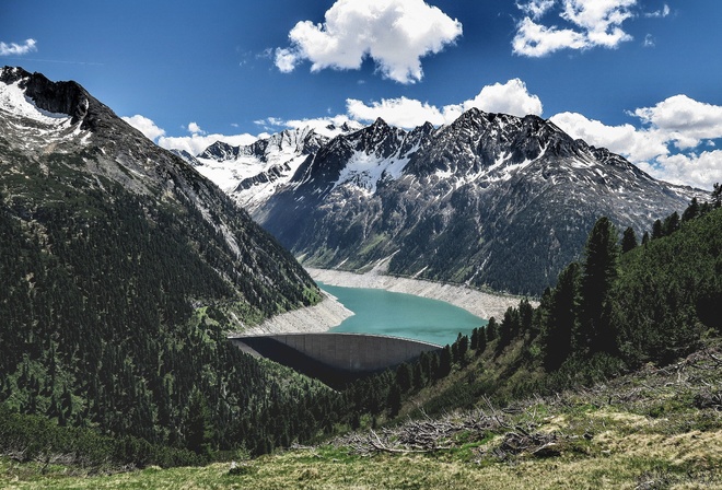 горы природа лес облака, Австрия пейзаж