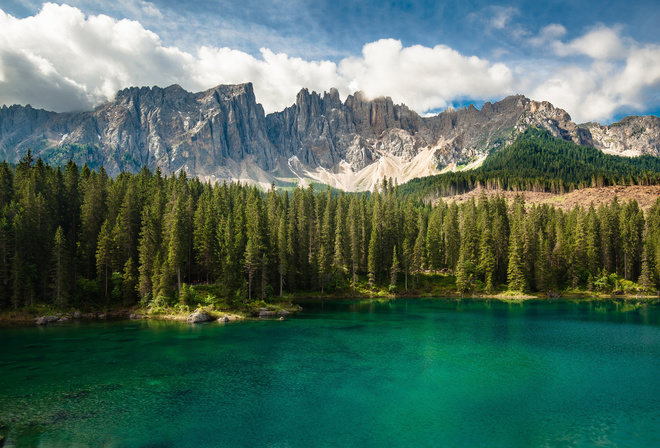 lake, emerald lake, mountain landscape, forest