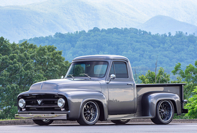 Ford F-100, exterior, front view, gray pickup truck, F-100, classic