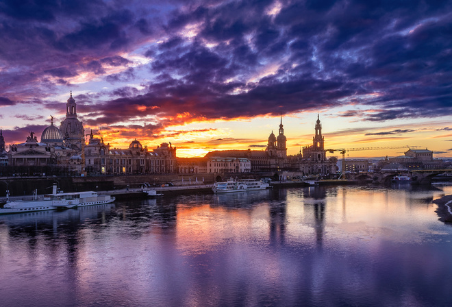 Dresden, 4k, sunset, cityscapes, german cities, Germany, Dresden skyline, Cities of Germany