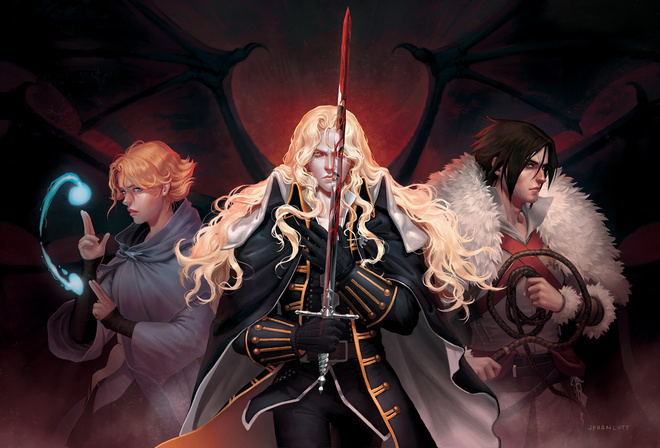 Castlevania, alucard, Sypha Belnades, Trevor Belmont, Jen Santos