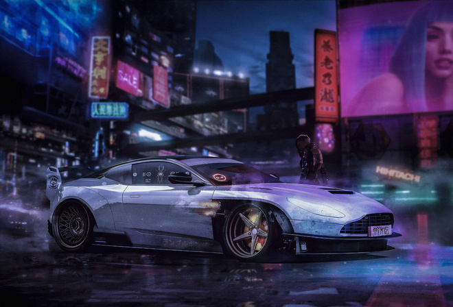 Cyberpunk, Vehicle, Aston Martin, HIHITACHI