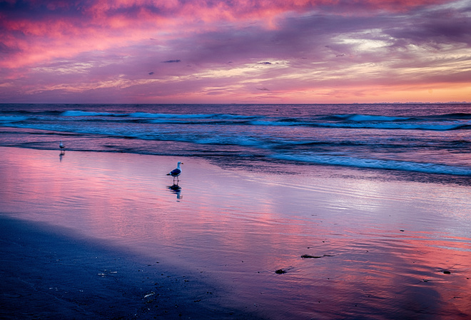 Beach, sea, clouds, Oregon