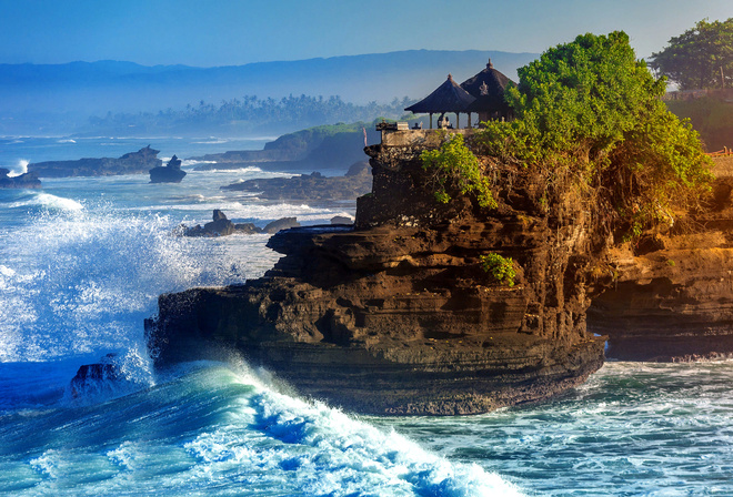 пейзаж, природа, скала, океан, Бали, Индонезия, храм, Tanah Lot Temple, Пура Танах Лот, Pura Tanah Lot