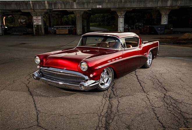 american, classic, car, buick, red