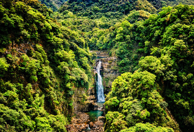 Taiwan, 4k, HDR, waterfall, beautiful nature, rock, thai nature, summer, jungle
