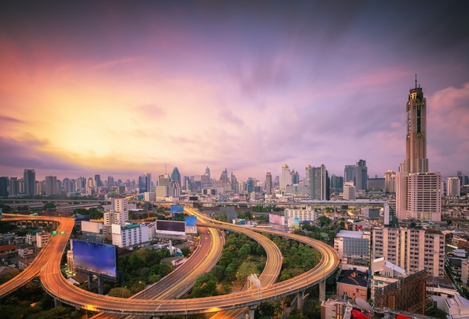 город, дома, панорама, бангкок, тайланд
