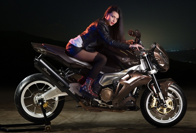 , , ,   , , , , women, pose, brunette, looking at viewer, motorcycle, bike, moto