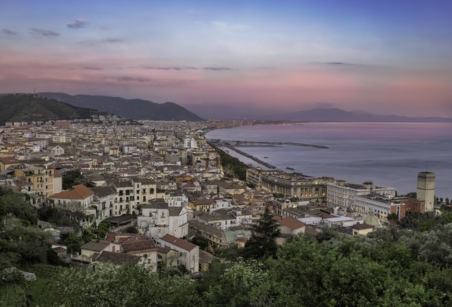 city, buildings, roofs, coast, italy