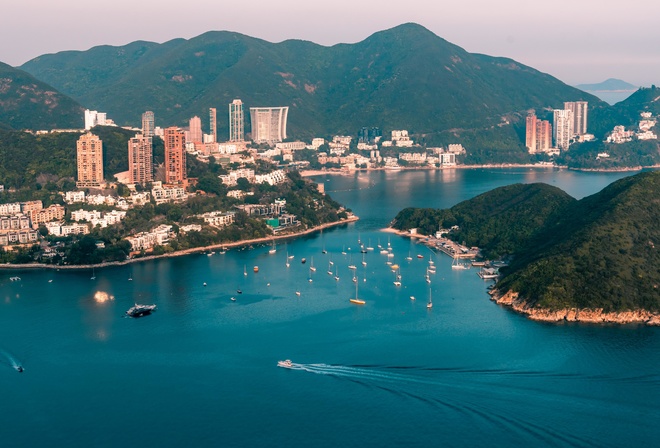 city, coast, buildings, port, hong kong