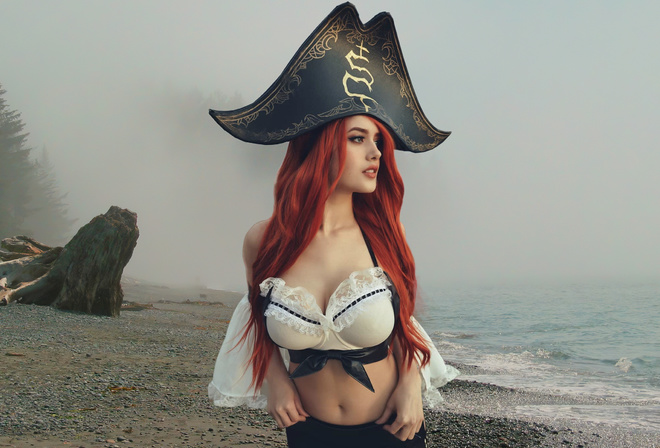 miss fortune, girl, redhead, sexy, beach, beautiful, cute, perfect, women, woman