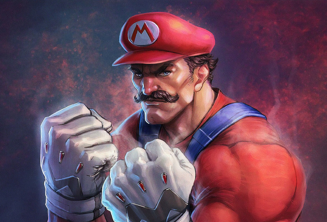 mario, mario bros, game, nintendo, blue eyes, suspenders, overalls, jeans, wallpaper, hd