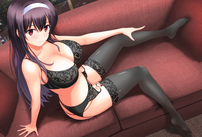 girl, brunette, panties, bra, window, sexy, woman, women, cute, sexy, pretty, perfect, anime, lingerie, sofa