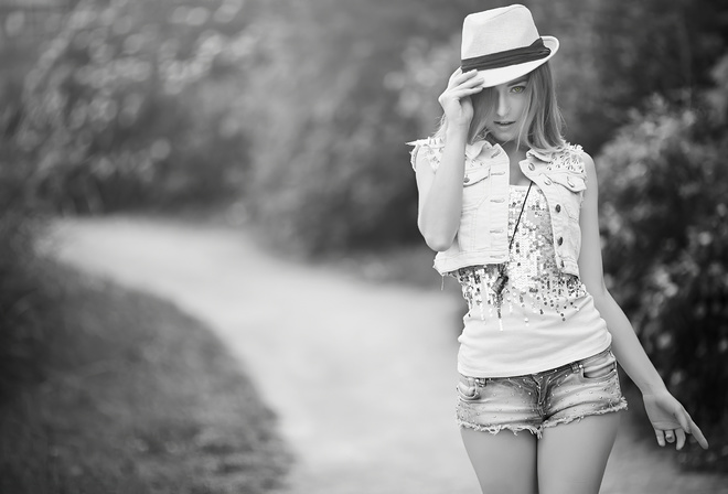 blonde, hat, jeans, shorts, jeans shorts, beautiful, girl, nature, cute, pretty, woman