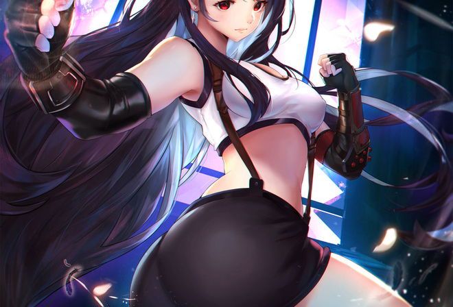 Tifa Lockhart, Final Fantasy, game, game girls, miniskirt, legs, ass, long hair