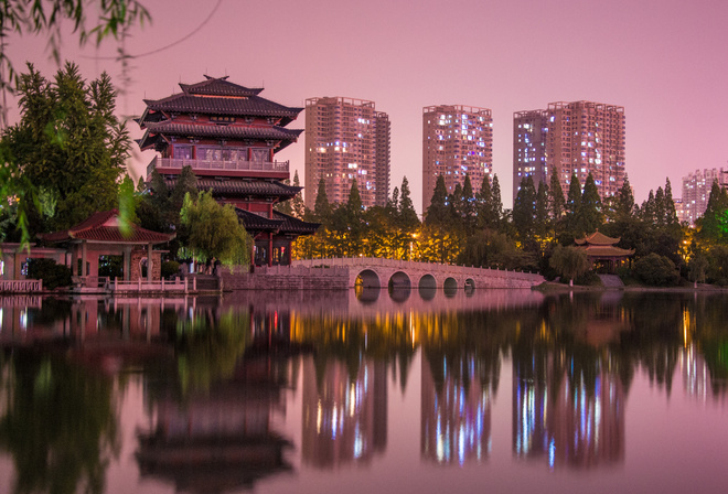 city, china, foto, night, water, , 