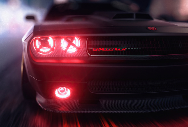 Dodge, Challenger, Angel, Headlights