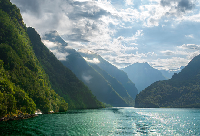 Норвегия, Горы, Облака, Природа