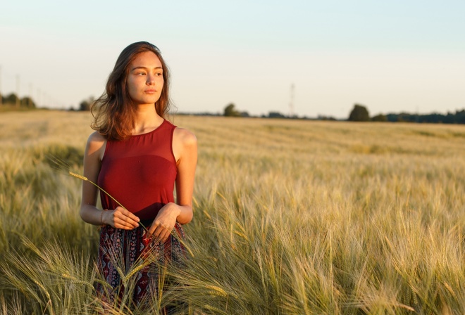 девушка, поле, лето, фото, Александр Гранкин