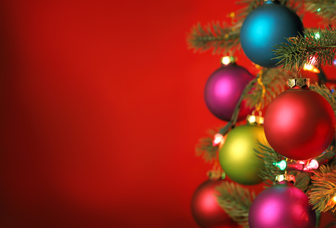 blue, pink, and, red, baubles, decoration, tree, new, year, christmas, decoration
