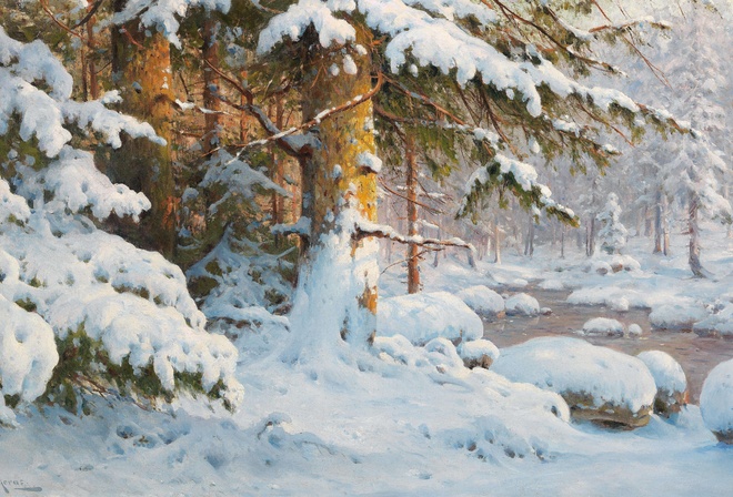 Walter Moras,  , German landscape painter,  , Winter Landscape,  