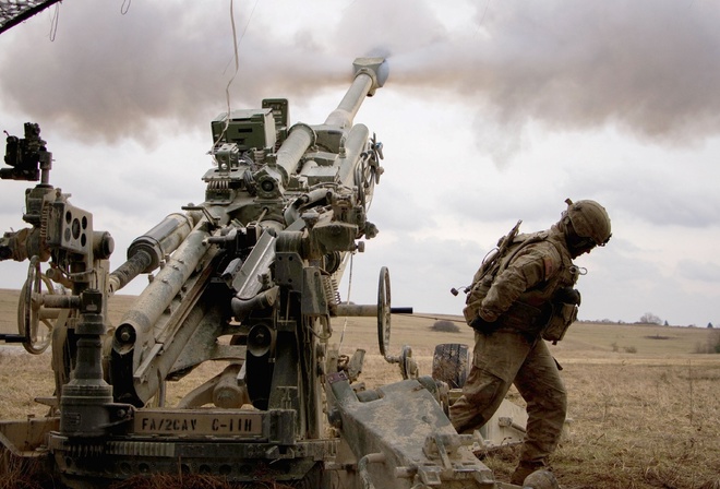 Grafenwoehr Training Area, Germany, US Army, Field Artillery Squadron, M777 howitzer