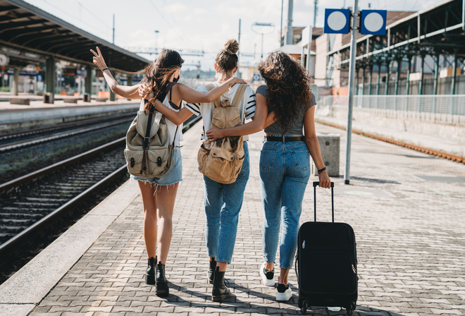 voyage, railway station, trip together