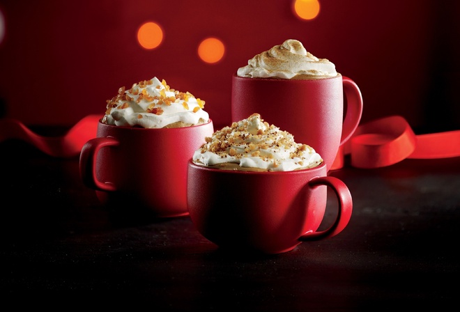 Red Holiday Cups, Starbucks, Coffee, Caramel Brulee Frappuccino