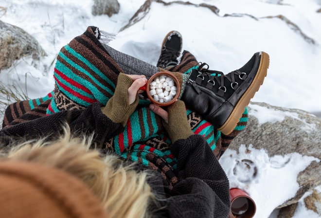 Winter Boots, Women, Winter, Coffee with Marshmallow