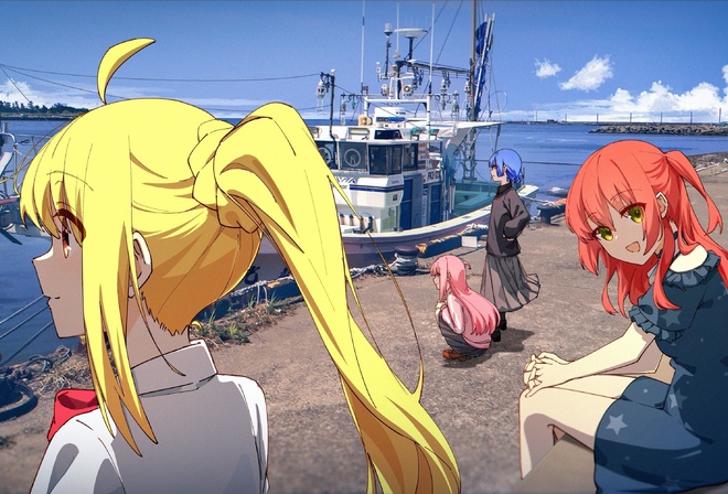 anime, girls, Bocchi the Rock, boat