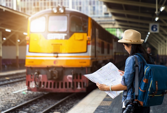 Travel, train, railway platform, Thailand