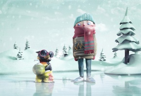зима, пингвин, мальчик, холод, лёд, мультик