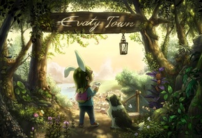 обои Мультфильм, королевство, мальчик, собака, вывеска, фонарь Мультфильм, королевство, мальчик, собака, вывеска, фонарь