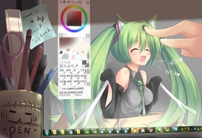 Hatsune miku, vocaloid, , , , , , windows seven