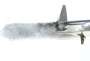 Lockheed c-130 hercules, самолет, зима, снег