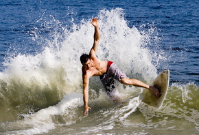 Спорт, сёрфинг, море, вода, океан, волна, волны, доска, доски, парень, парн ...