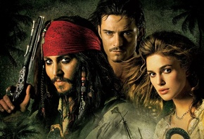 the curse of the black pearl, The pirates of the caribbean, johnny depp, orlando bloom