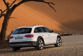 Audi, пустыня, белый, allroad