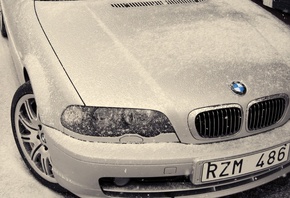 Bmw, white, winter